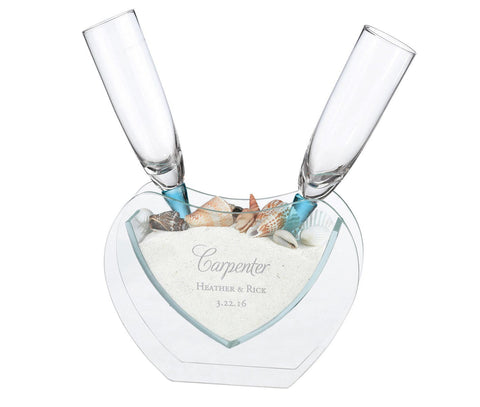 Personalized Beach Themed Toasting Flutes