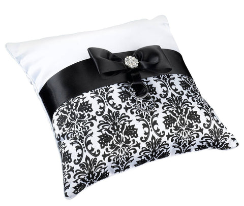 black damask ring pillow