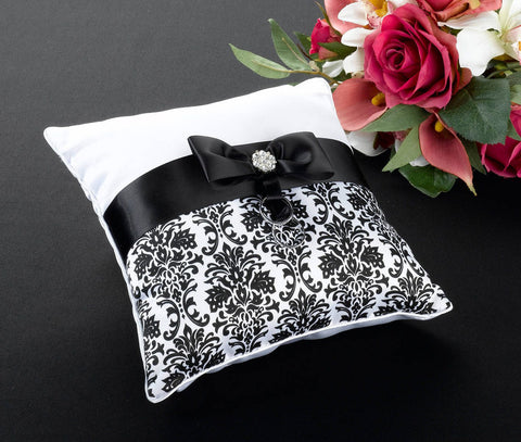 black damask ring bearer pillow