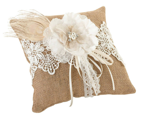 Burlap ring pillow hotsell