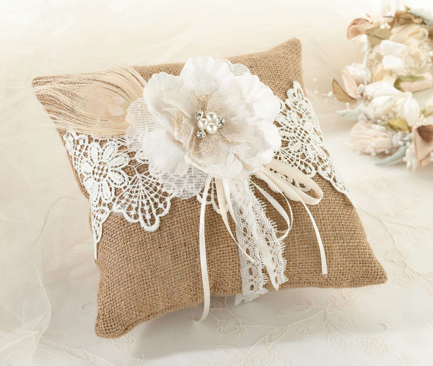 Burlap ring bearer pillow outlet