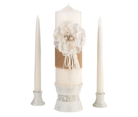 burlap and lace unity candle