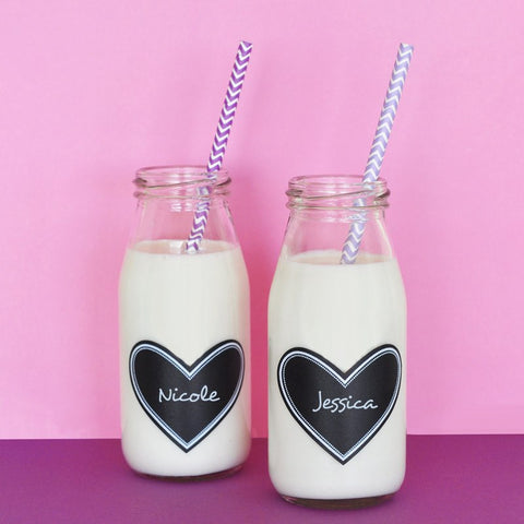 Chevron Straws on Milk Bottles