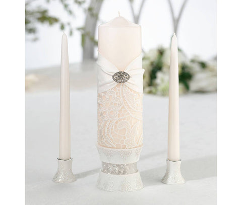 Cream Lace Unity Candle Set