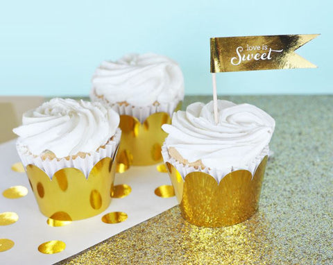 Metallic Gold & Silver Cupcake Wrappers (Set of 12)