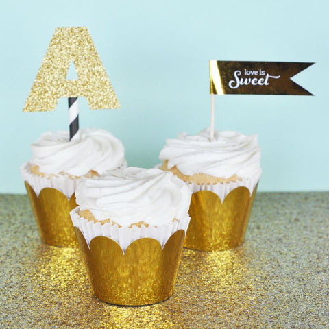 Metallic Gold & Silver Cupcake Wrappers (Set of 12)