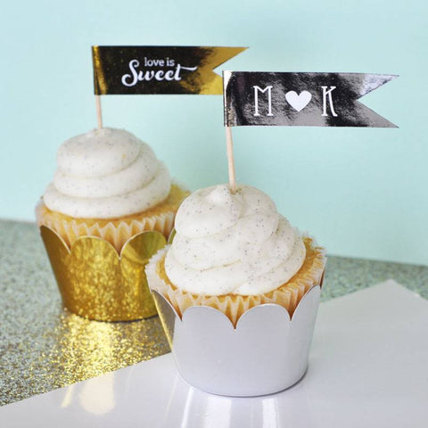 Metallic Gold & Silver Cupcake Wrappers (Set of 12)