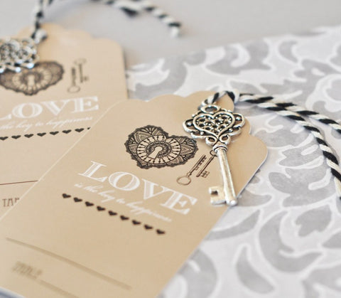 "Key to Happiness" Wedding Escort Cards