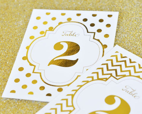Gold Table Number Cards (set of 12)