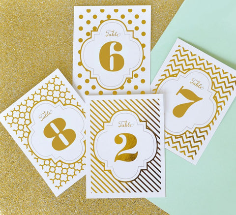Gold Table Number Cards (set of 12)