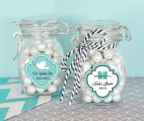 Personalized Glass Jar Favors w/ Swing Top Lids
