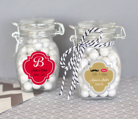 Personalized Glass Jar Favors w/ Swing Top Lids