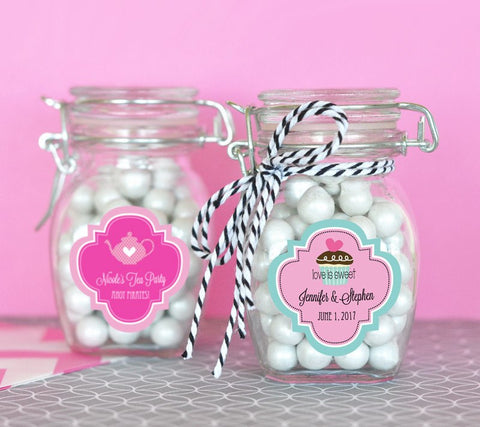 Personalized Glass Jar Favors w/ Swing Top Lids