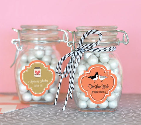 Personalized Glass Jar Favors w/ Swing Top Lids