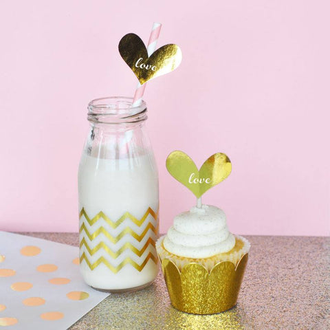 Personalized Gold & Silver Heart Sticker Labels