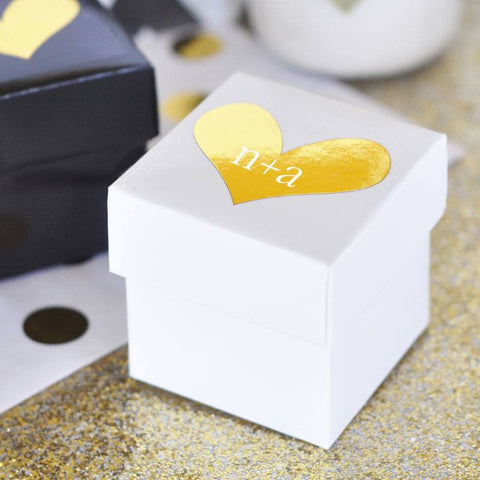 Personalized Gold & Silver Heart Sticker Labels