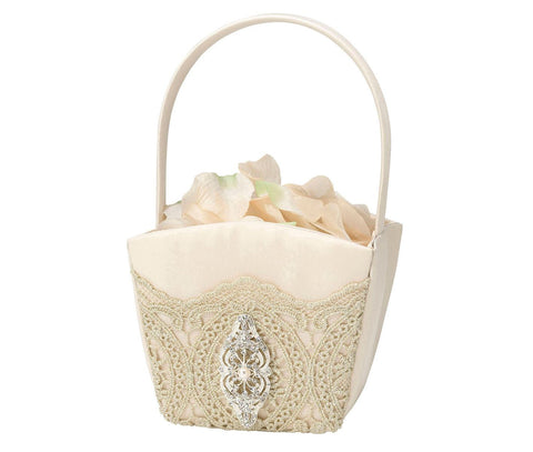 Gold Lace Flower Girl Basket