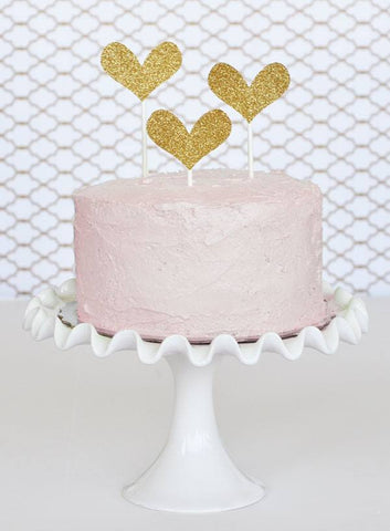 Gold Glitter Heart Stickers (Set of 24)