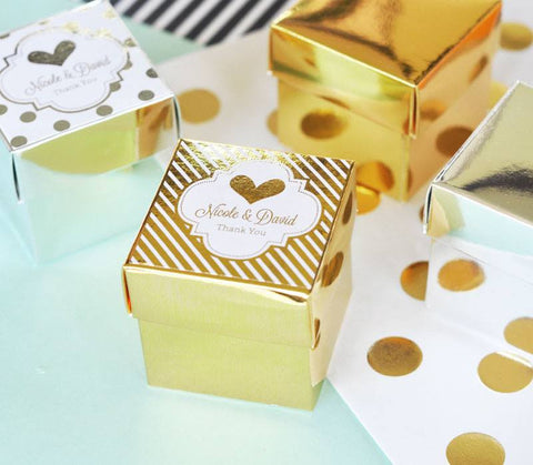 Personalized Metallic Foil Mini Favor Boxes (set of 12)