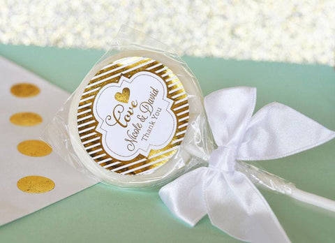 Personalized Metallic Foil Lollipop Favors