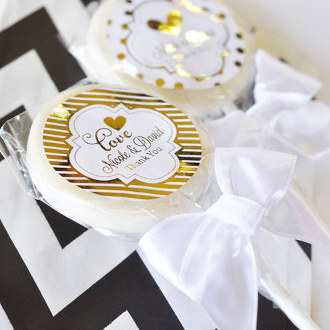 Personalized Metallic Foil Lollipop Favors