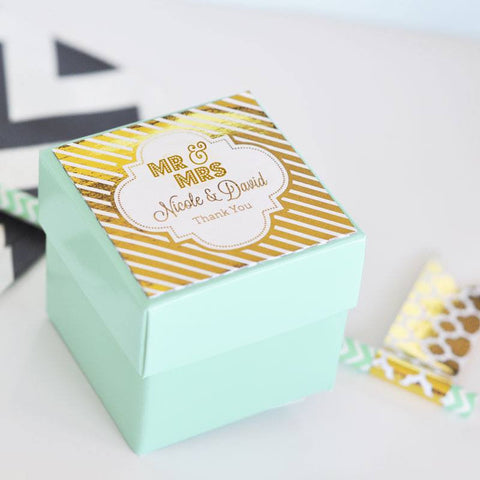 Personalized Metallic Foil Mini Favor Boxes (set of 12)