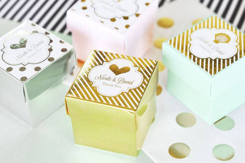 Personalized Metallic Foil Mini Favor Boxes (set of 12)
