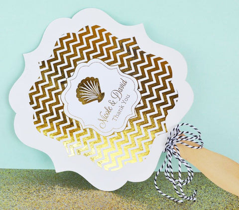 Personalized Metallic Foil Paddle Fans