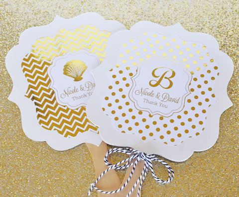 Personalized Metallic Foil Paddle Fans