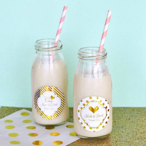 Personalized Metallic Foil Mini Milk Bottles