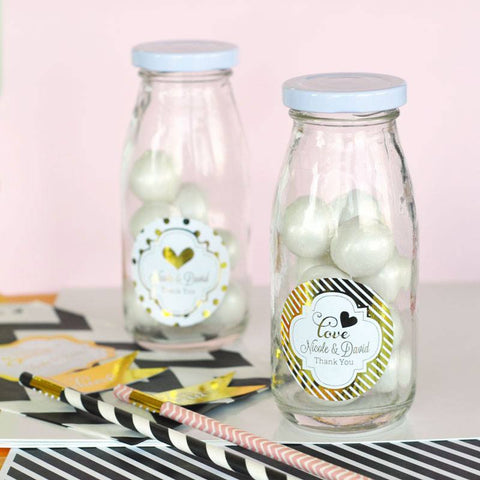 Personalized Metallic Foil Mini Milk Bottles