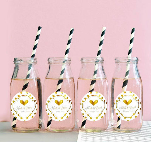 Personalized Metallic Foil Mini Milk Bottles