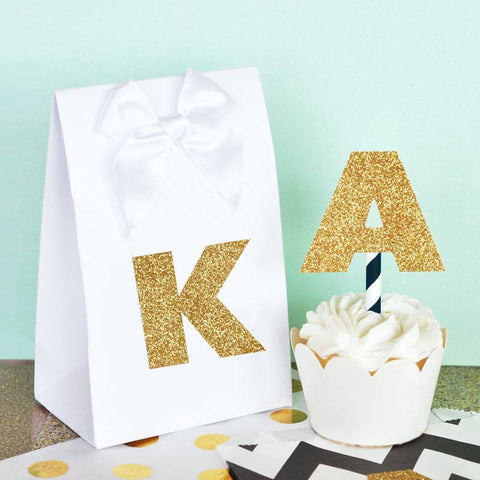 Gold Glitter Monogram Stickers (set of 24)