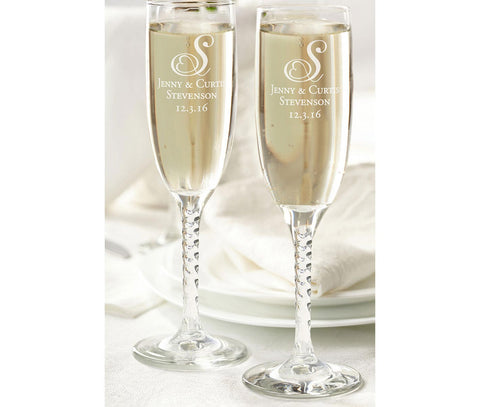 Elegant Monogrammed Champagne Flutes