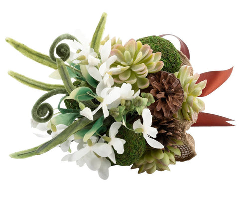 moss bouquet with pine cones