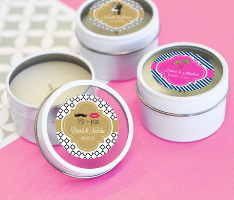 Personalized  Round Mini Candle Tins