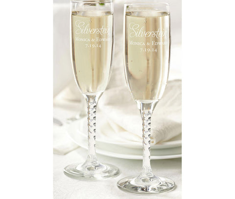 Personalized Toasting Flutes for Reception