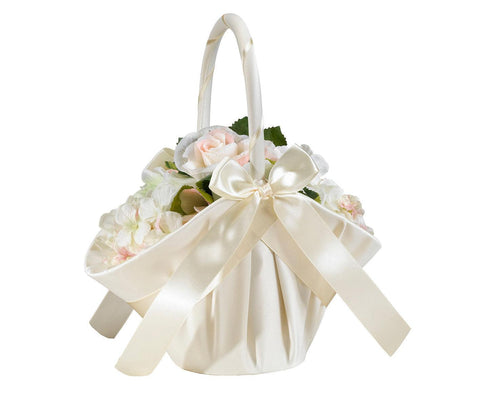 Ivory Ribbon Satin Flower Basket