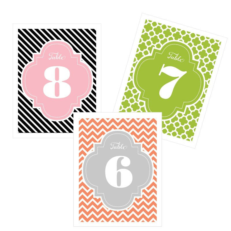 Colored Custom Table Numbers