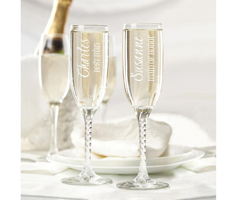 Elegant Wedding Party Toasting Glasses with Personalization